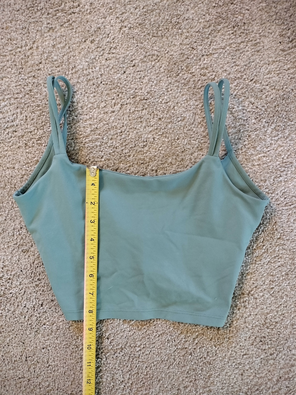 Women's Sage Green Double-Strap Crop Tank Top w/ Back Tie Detail Size Small
